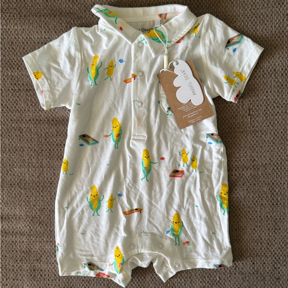 Angel Dear Romper with Cornhole Print